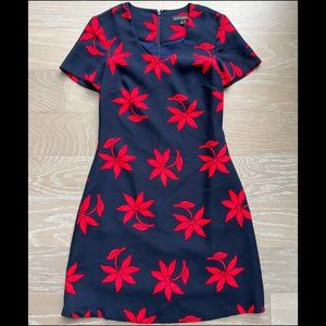 Banana Republic Navy Blue Dress with Red Flowers (size 0)